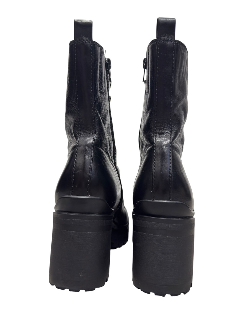 Tonette Combat Black Chunky Moto Edgy Leather Lug Sole Studded Platform Boots - Picture 8 of 17